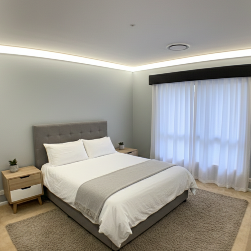 ILLUMICOVE IN A BEDROOM WITH JUST WHITE LIGHT2 Master Bedroom — Cool White